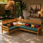 Croissant Left Arm Sectional Sofa - Teak wood - Image 2