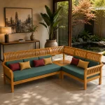 Croissant Right Arm Sectional Sofa - Teak wood - Image 2