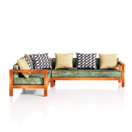teak wood L sectional sofa