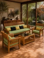 Croissant Sofa Set - Teak wood - Image 2