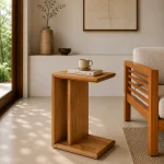 minimal teak wood side table